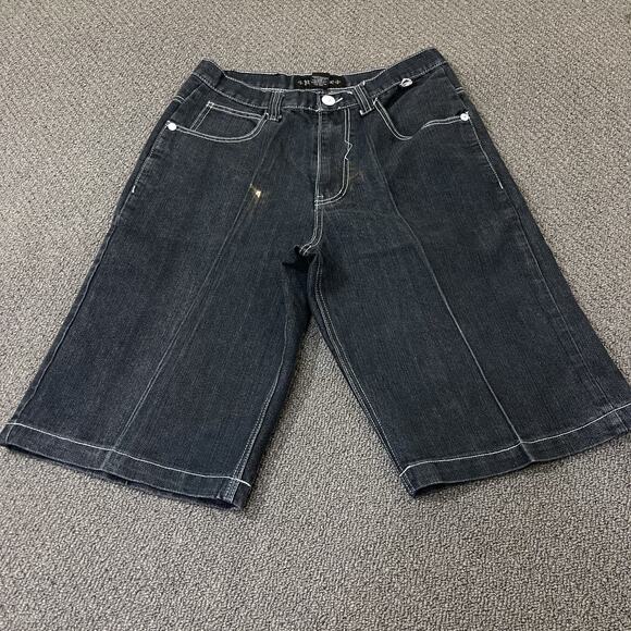 Raw Blue Shorts Mens Size 32 Denim Y2K Hiphop Baggy - Picture 1 of 13